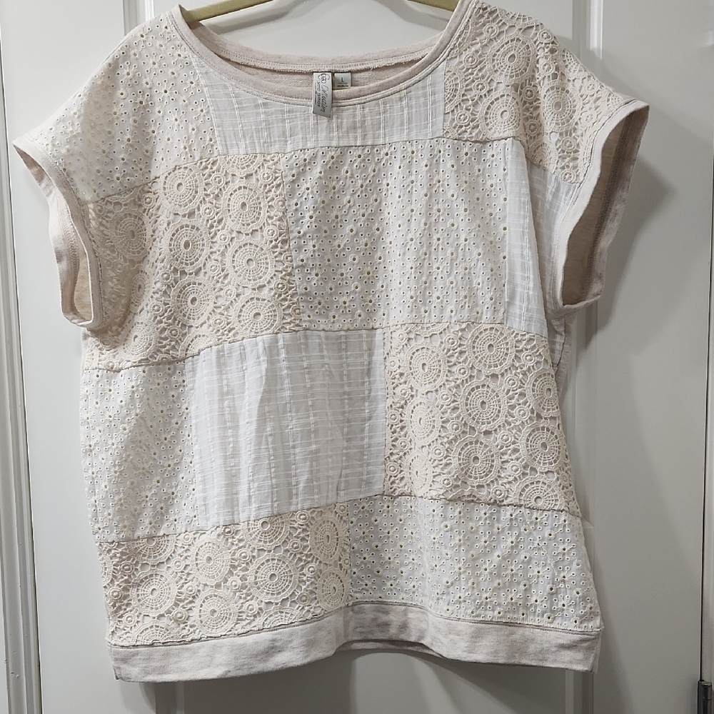 Cato Collection Limited Edition Cottagecore Mixed Media Blouse